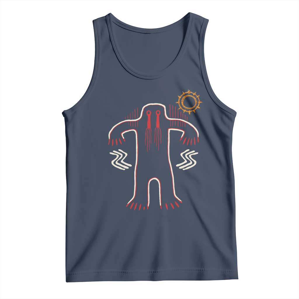 Native American Bigfoot Sasquatch Petroglyph Cave Art Tank Top TS11 Navy Print Your Wear