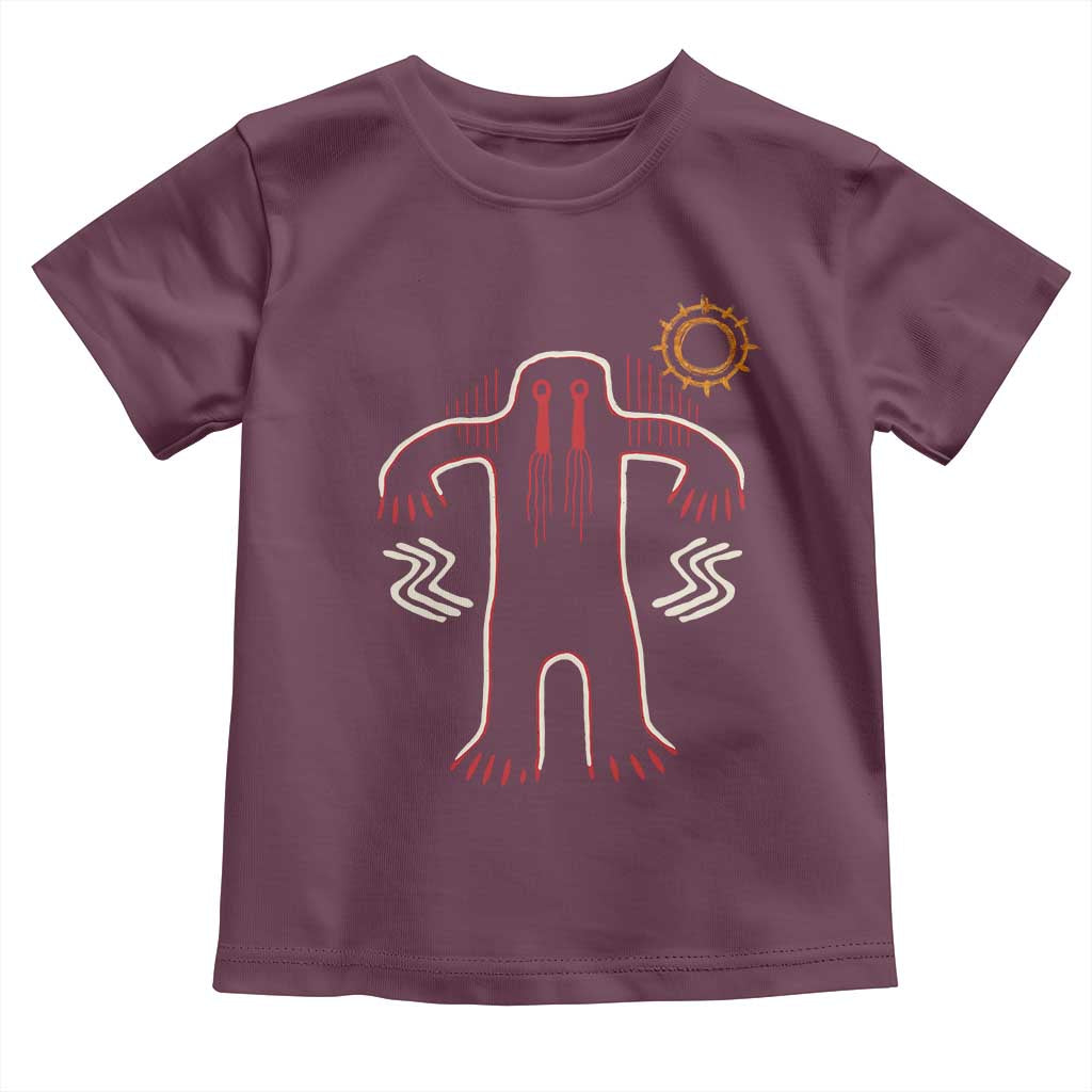 Native American Bigfoot Sasquatch Petroglyph Cave Art Toddler T Shirt TS11 Maroon Print Your Wear