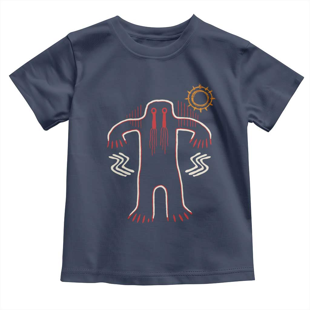 Native American Bigfoot Sasquatch Petroglyph Cave Art Toddler T Shirt TS11 Navy Print Your Wear