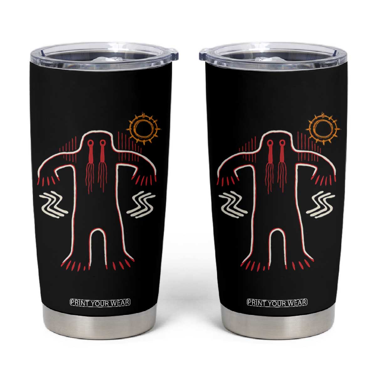 Native American Bigfoot Sasquatch Petroglyph Cave Art Tumbler Cup TS11 Black Print Your Wear