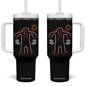 Native American Bigfoot Sasquatch Petroglyph Cave Art Tumbler With Handle TS11 One Size: 40 oz Black Print Your Wear