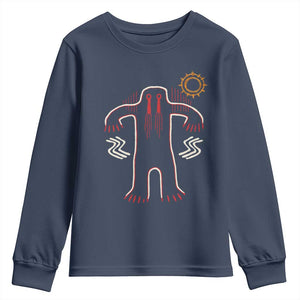 Native American Bigfoot Sasquatch Petroglyph Cave Art Youth Sweatshirt TS11 Navy Print Your Wear
