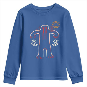 Native American Bigfoot Sasquatch Petroglyph Cave Art Youth Sweatshirt TS11 Royal Blue Print Your Wear