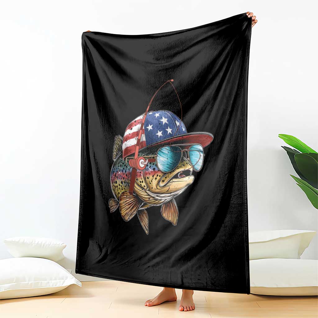 Funny Patriot American Flag Bass Fish Fishing Throw Blanket TS11 Print Your Wear