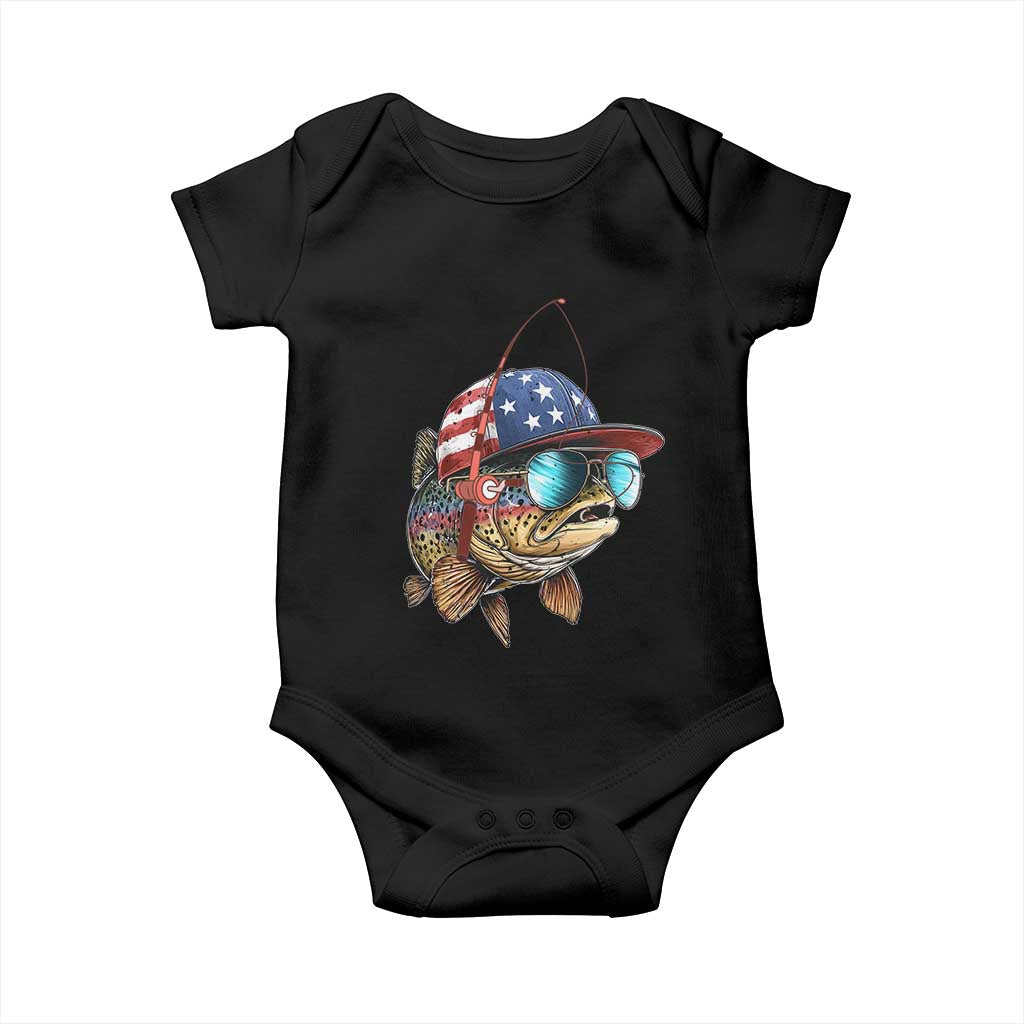 Funny Patriot American Flag Bass Fish Fishing Baby Onesie TS11 Black Print Your Wear
