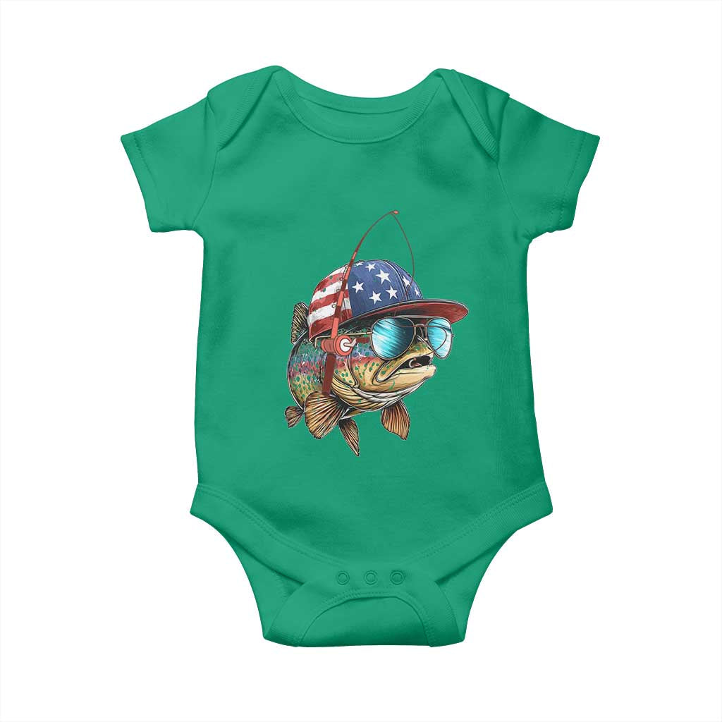 Funny Patriot American Flag Bass Fish Fishing Baby Onesie TS11 Irish Green Print Your Wear