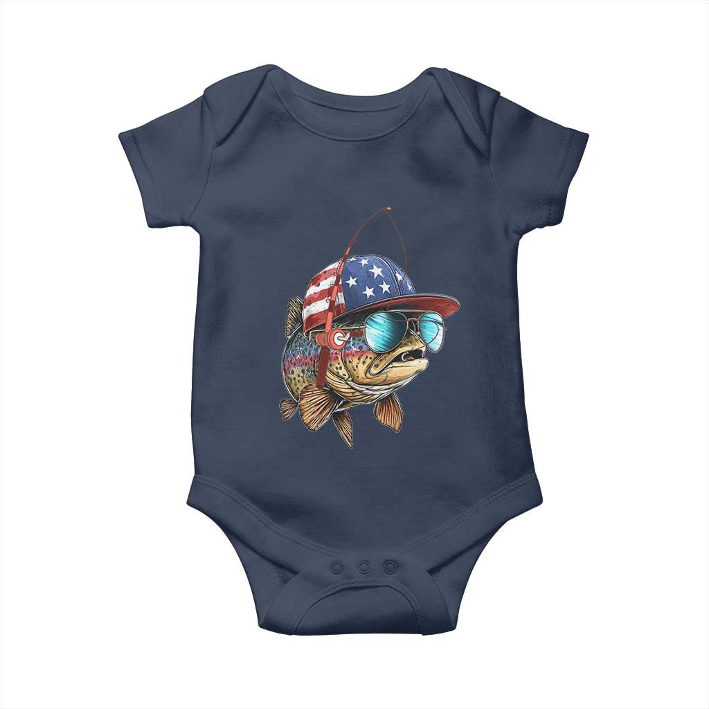 Funny Patriot American Flag Bass Fish Fishing Baby Onesie TS11 Navy Print Your Wear