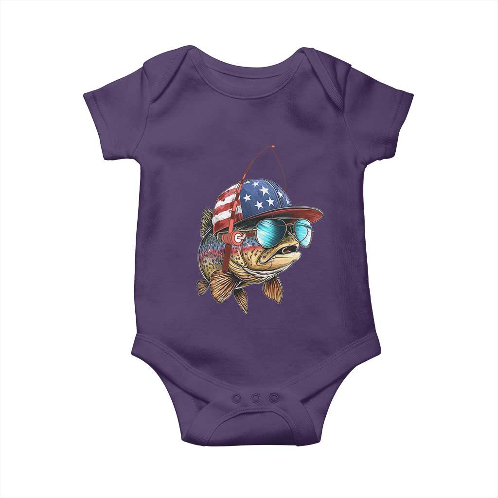 Funny Patriot American Flag Bass Fish Fishing Baby Onesie TS11 Purple Print Your Wear