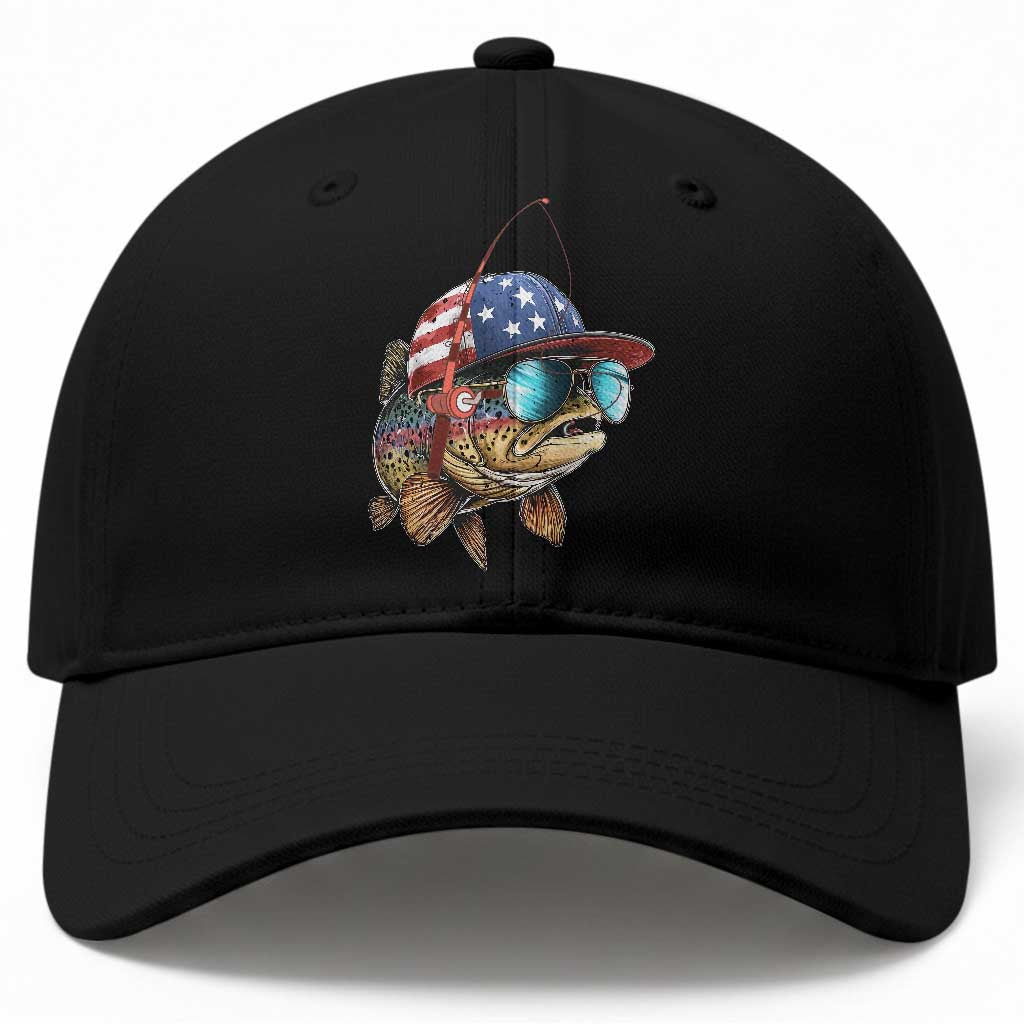 Funny Patriot American Flag Bass Fish Fishing Baseball Cap TS11 Print Your Wear
