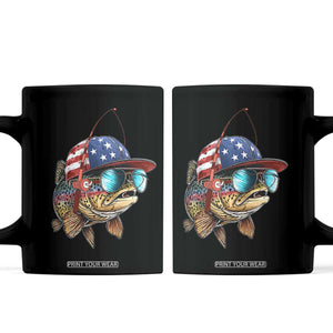 Funny Patriot American Flag Bass Fish Fishing Coffee Mug TS11 Black Print Your Wear