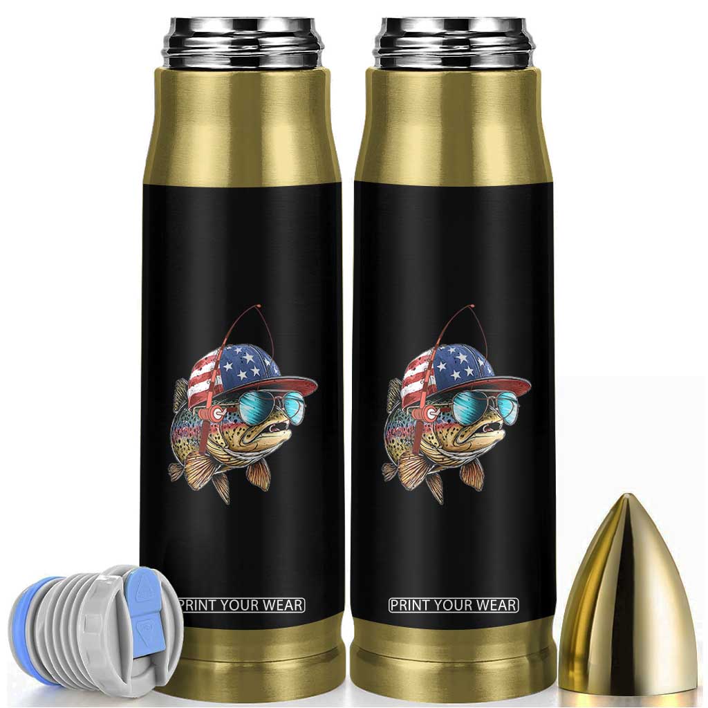 Funny Patriot American Flag Bass Fish Fishing Bullet Tumbler TS11 Black Print Your Wear