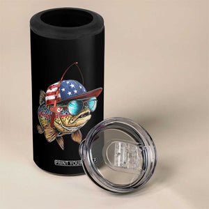 Funny Patriot American Flag Bass Fish Fishing 4 in 1 Can Cooler Tumbler TS11 Print Your Wear