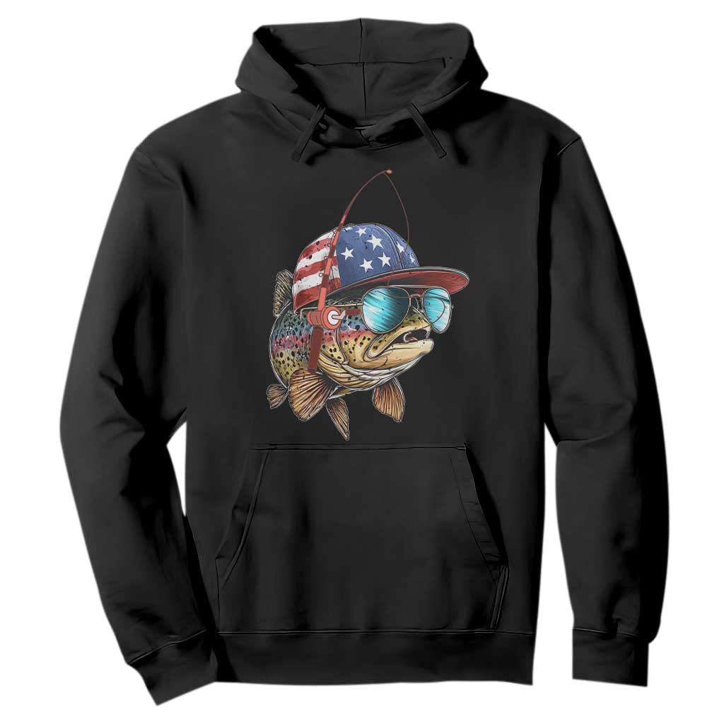 Funny Patriot American Flag Bass Fish Fishing Hoodie TS11 Black Print Your Wear
