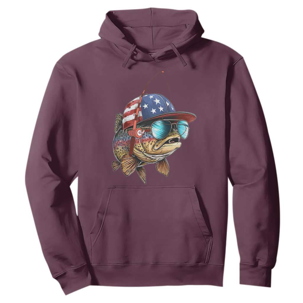 Funny Patriot American Flag Bass Fish Fishing Hoodie TS11 Maroon Print Your Wear