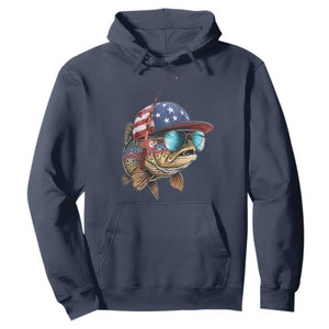 Funny Patriot American Flag Bass Fish Fishing Hoodie TS11 Navy Print Your Wear