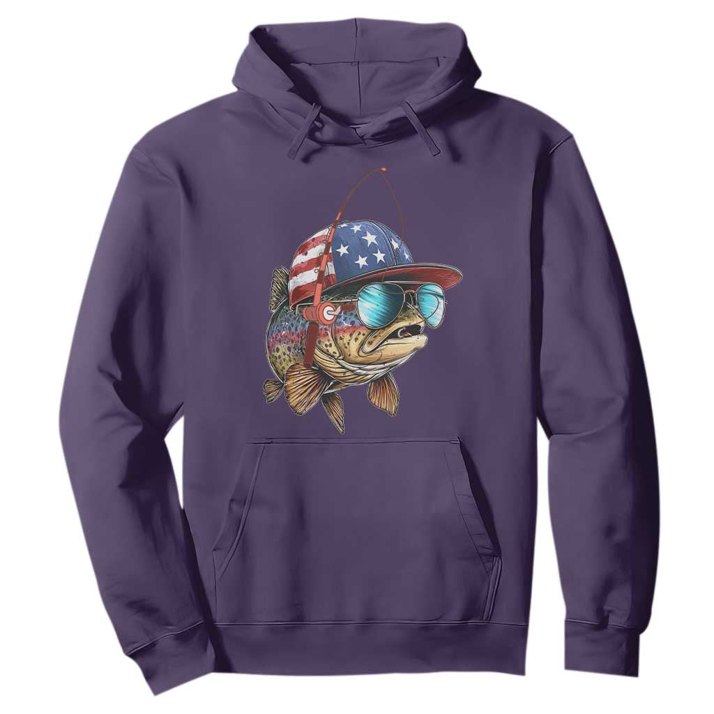 Funny Patriot American Flag Bass Fish Fishing Hoodie TS11 Purple Print Your Wear