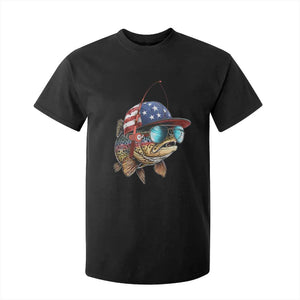 Funny Patriot American Flag Bass Fish Fishing T Shirt For Kid - Print Your Wear