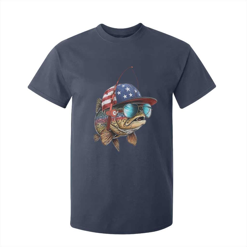Funny Patriot American Flag Bass Fish Fishing T Shirt For Kid TS11 Navy Print Your Wear