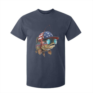 Funny Patriot American Flag Bass Fish Fishing T Shirt For Kid - Print Your Wear