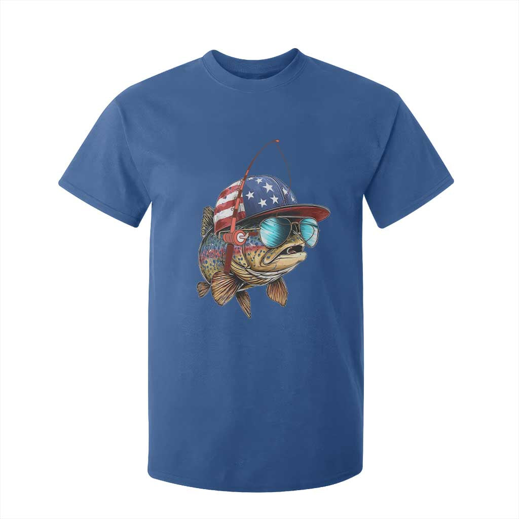 Funny Patriot American Flag Bass Fish Fishing T Shirt For Kid TS11 Royal Blue Print Your Wear