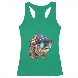 Funny Patriot American Flag Bass Fish Fishing Racerback Tank Top TS11 Irish Green Print Your Wear