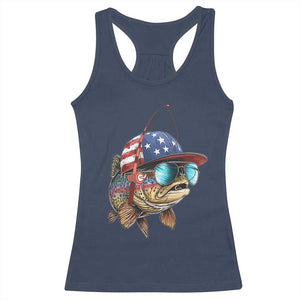 Funny Patriot American Flag Bass Fish Fishing Racerback Tank Top TS11 Navy Print Your Wear