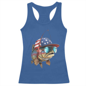 Funny Patriot American Flag Bass Fish Fishing Racerback Tank Top TS11 Royal Blue Print Your Wear