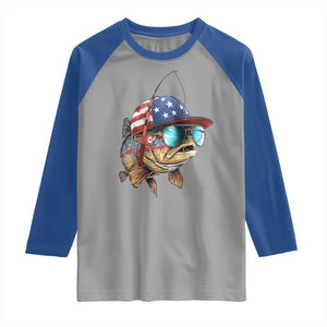 Funny Patriot American Flag Bass Fish Fishing Raglan Shirt TS11 Sport Gray Royal Print Your Wear