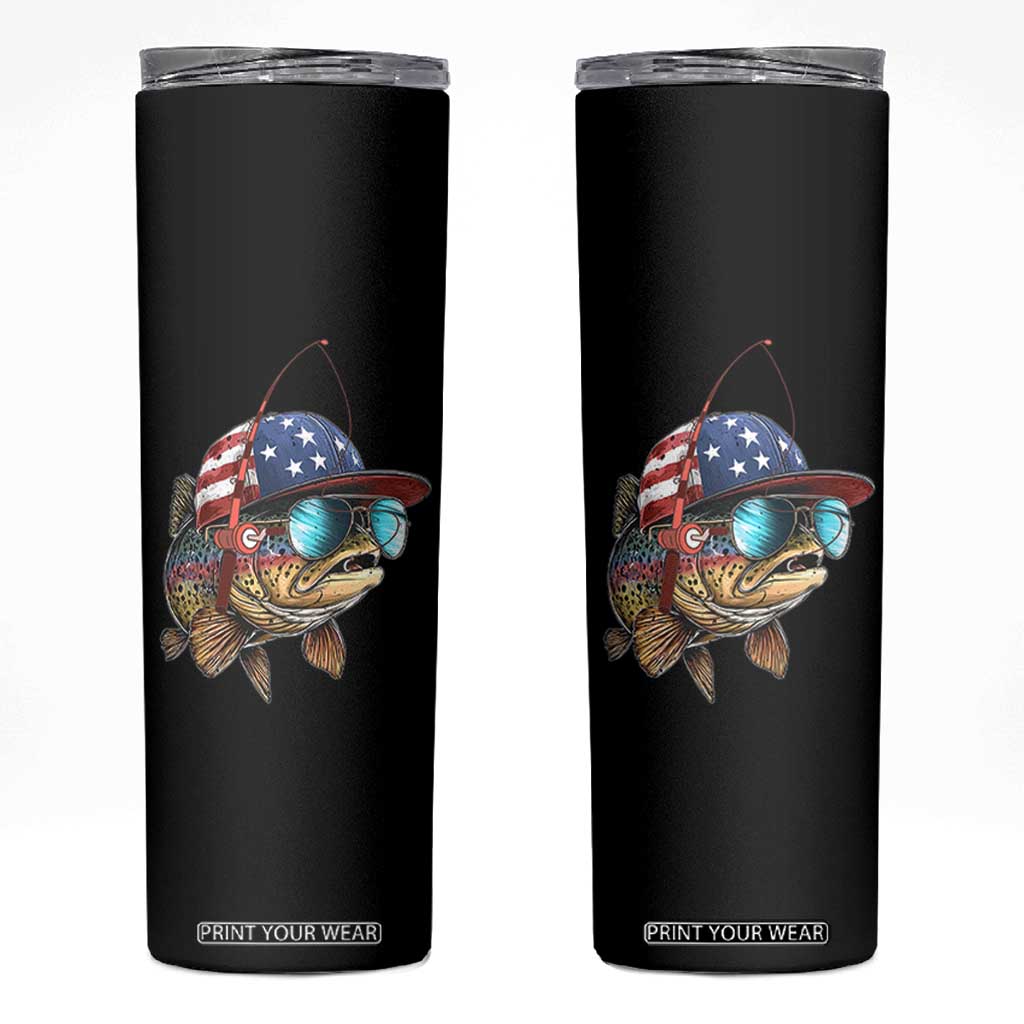 Funny Patriot American Flag Bass Fish Fishing Skinny Tumbler TS11 Black Print Your Wear
