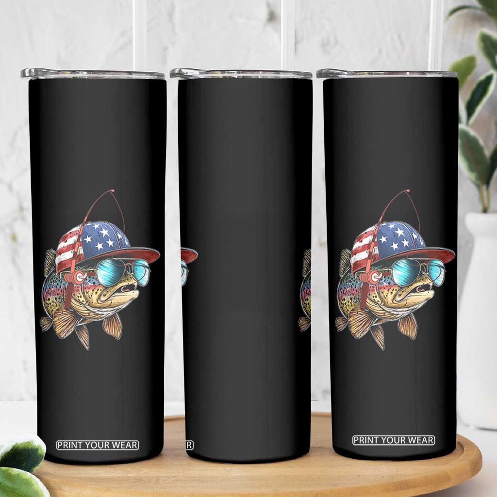 Funny Patriot American Flag Bass Fish Fishing Skinny Tumbler TS11 Print Your Wear