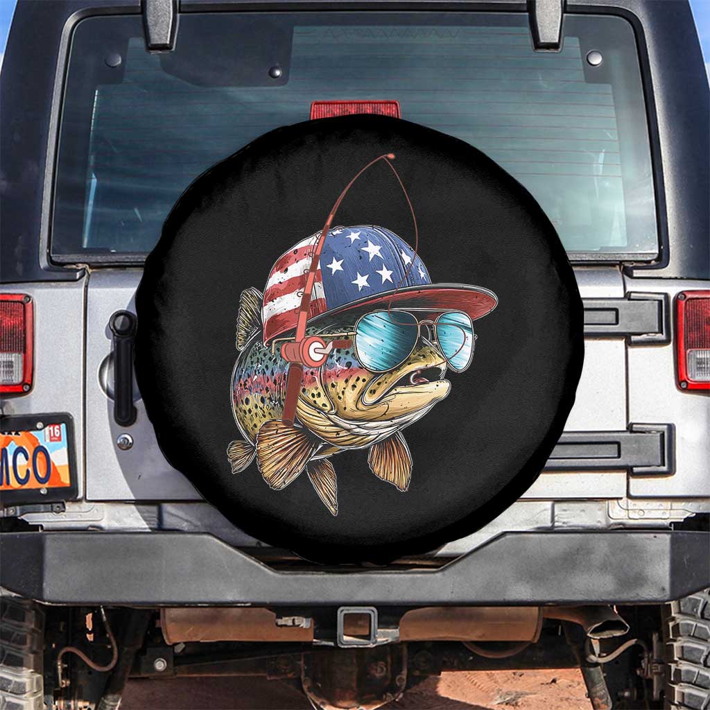 Funny Patriot American Flag Bass Fish Fishing Spare Tire Cover TS11 No hole Black Print Your Wear