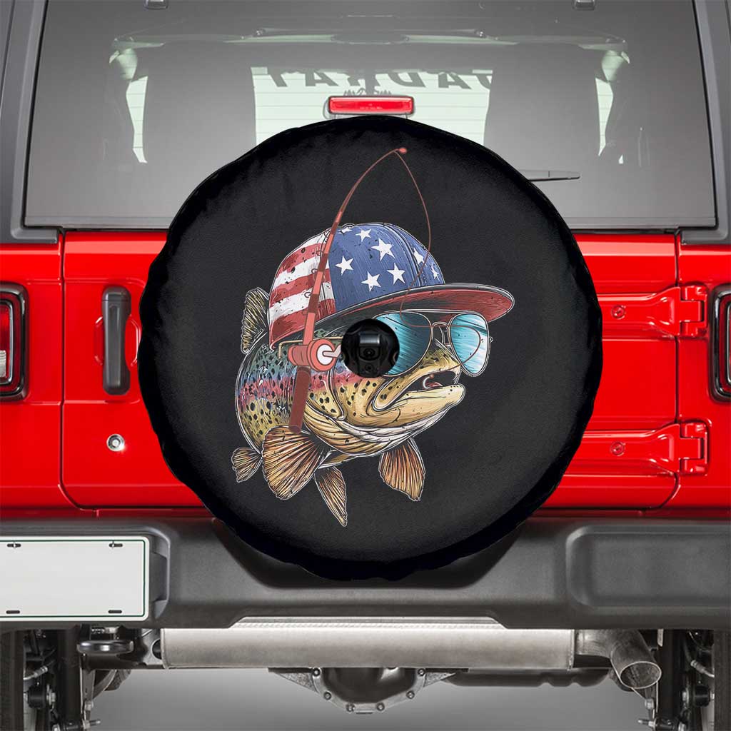 Funny Patriot American Flag Bass Fish Fishing Spare Tire Cover TS11 Black Print Your Wear