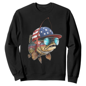 Funny Patriot American Flag Bass Fish Fishing Sweatshirt - Print Your Wear