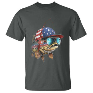 Funny Patriot American Flag Bass Fish Fishing T Shirt TS11 Dark Heather Print Your Wear