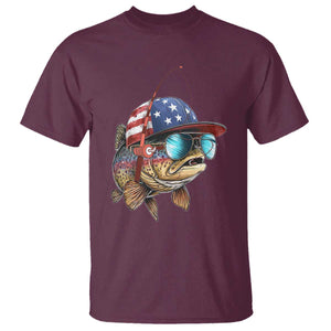 Funny Patriot American Flag Bass Fish Fishing T Shirt - Print Your Wear