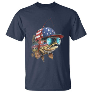 Funny Patriot American Flag Bass Fish Fishing T Shirt - Print Your Wear
