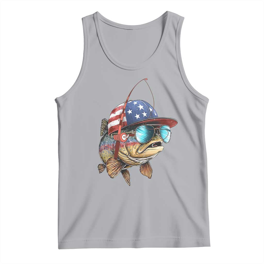 Funny Patriot American Flag Bass Fish Fishing Tank Top TS11 Athletic Heather Print Your Wear