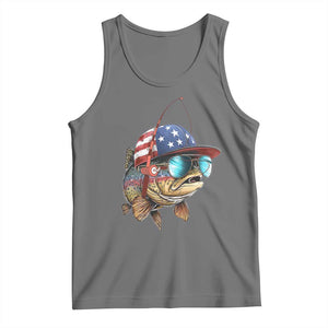Funny Patriot American Flag Bass Fish Fishing Tank Top TS11 Black Heather Print Your Wear