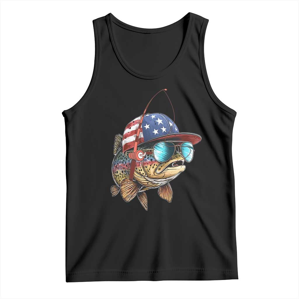 Funny Patriot American Flag Bass Fish Fishing Tank Top TS11 Black Print Your Wear