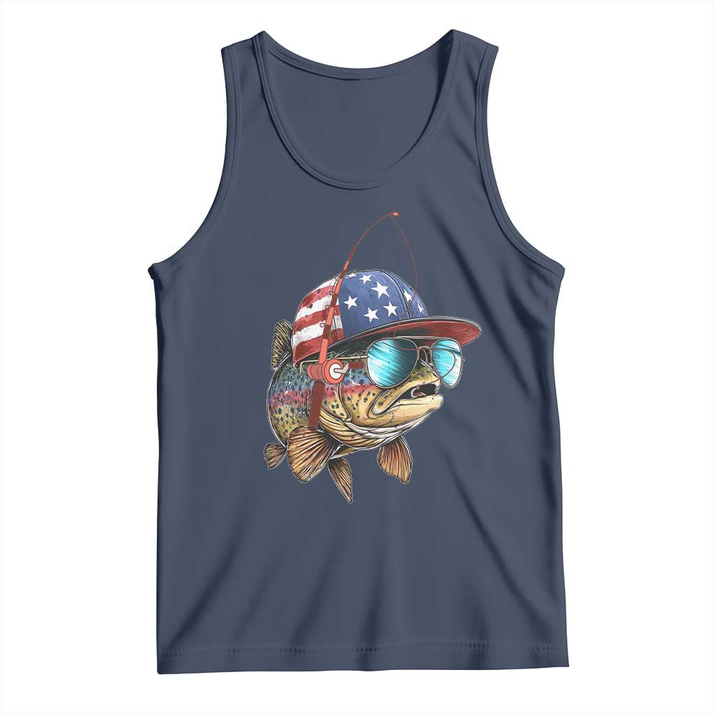 Funny Patriot American Flag Bass Fish Fishing Tank Top TS11 Navy Print Your Wear