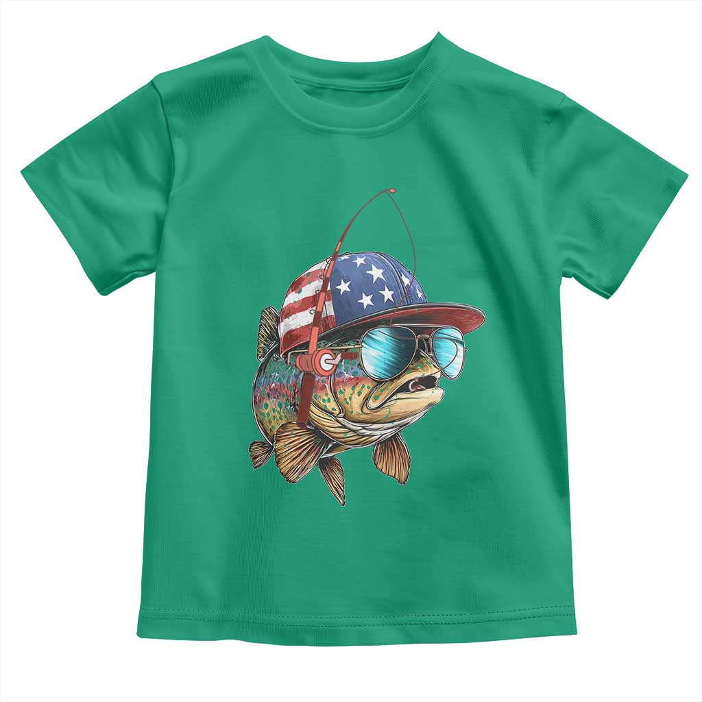 Funny Patriot American Flag Bass Fish Fishing Toddler T Shirt TS11 Irish Green Print Your Wear