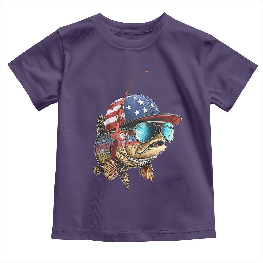 Funny Patriot American Flag Bass Fish Fishing Toddler T Shirt TS11 Purple Print Your Wear
