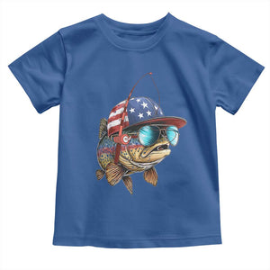 Funny Patriot American Flag Bass Fish Fishing Toddler T Shirt TS11 Royal Blue Print Your Wear