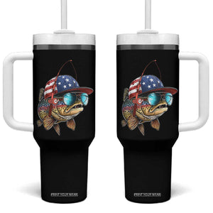Funny Patriot American Flag Bass Fish Fishing Tumbler With Handle TS11 One Size: 40 oz Black Print Your Wear