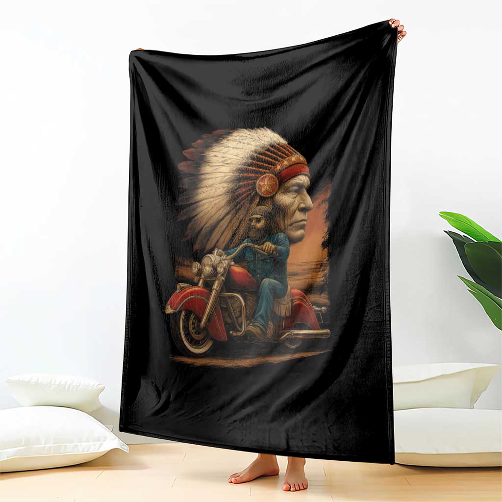 Indian American Rider Throw Blanket Vintage Native American Motorcycle TS11 Print Your Wear