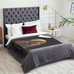 Indian American Rider Throw Blanket Vintage Native American Motorcycle TS11 Print Your Wear
