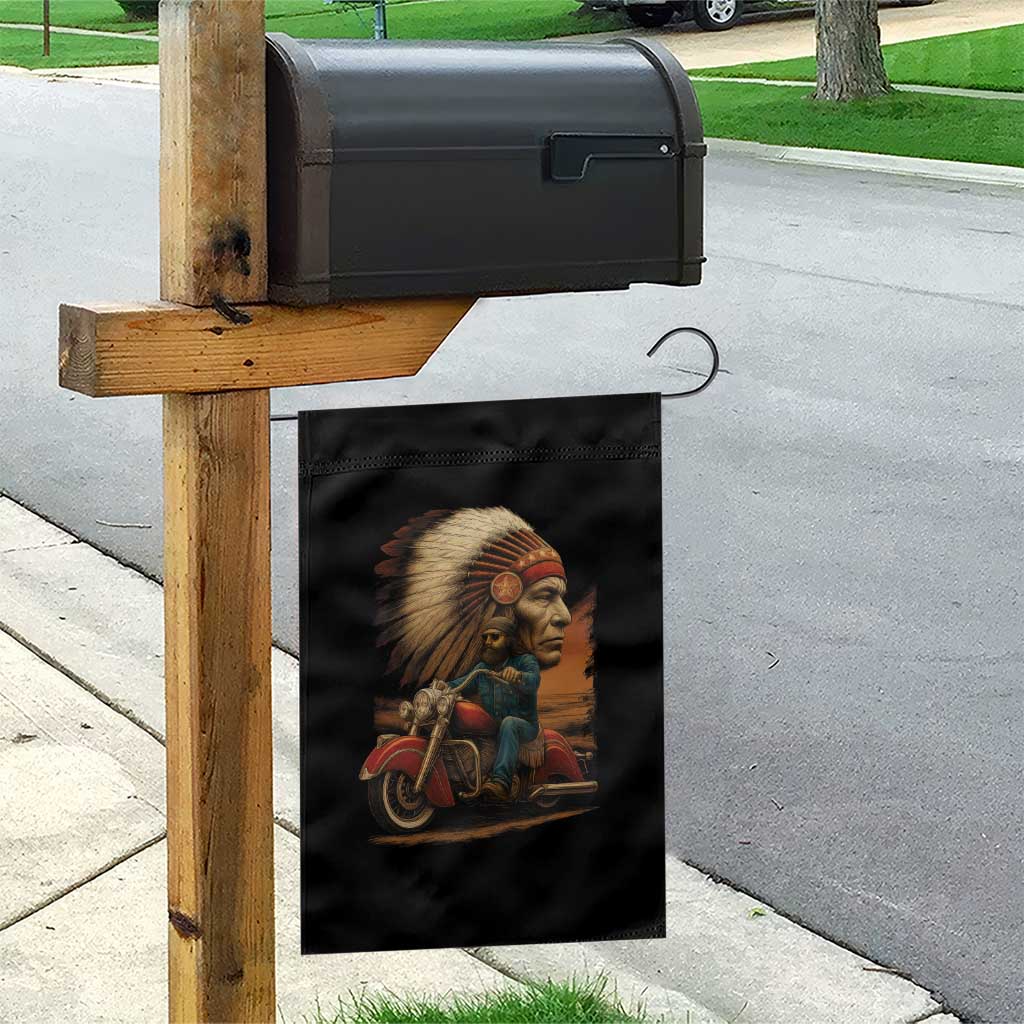 Indian American Rider Garden Flag Vintage Native American Motorcycle TS11 Print Your Wear