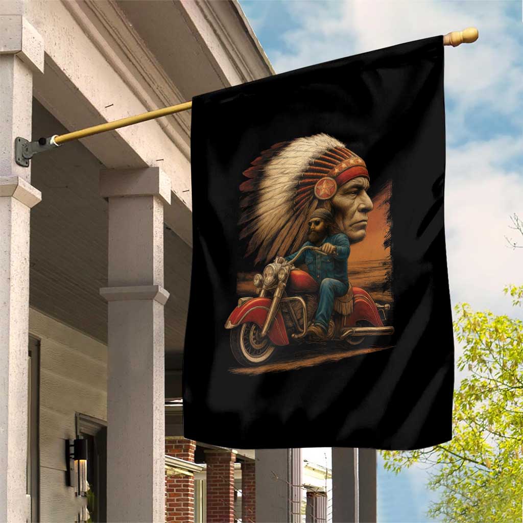 Indian American Rider Garden Flag Vintage Native American Motorcycle TS11 Print Your Wear