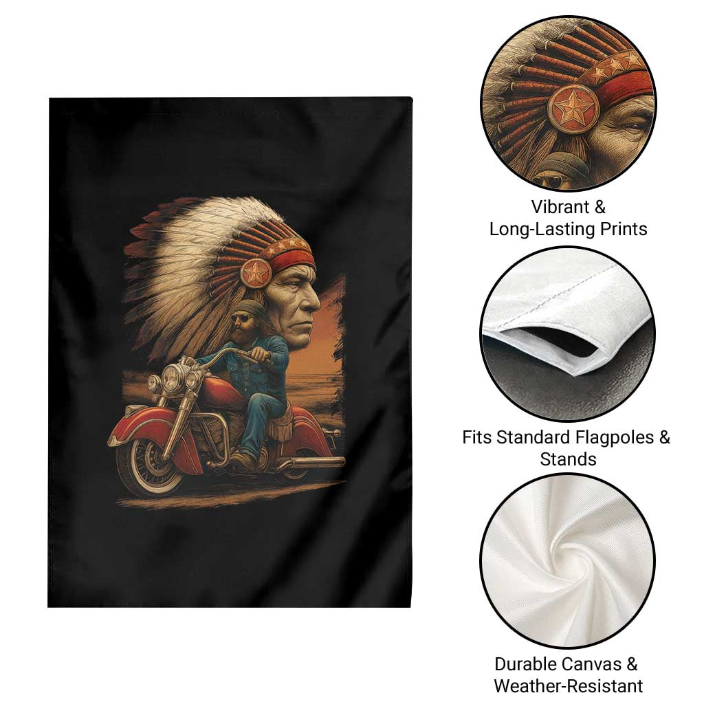 Indian American Rider Garden Flag Vintage Native American Motorcycle TS11 Print Your Wear