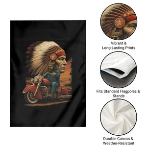 Indian American Rider Garden Flag Vintage Native American Motorcycle TS11 Print Your Wear